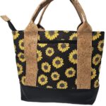 handmade sunflower cork handbag