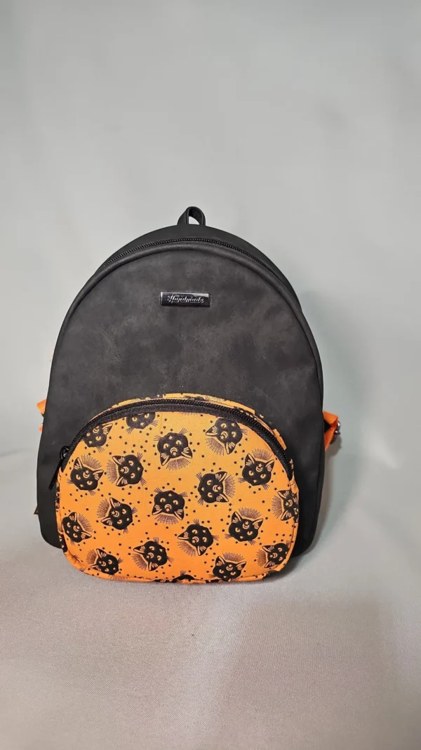 Handmade Mini Backpack with Black Cats